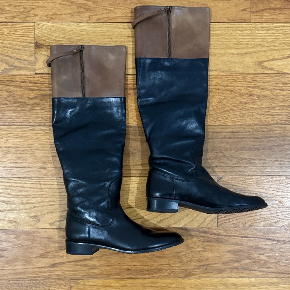 Stuart Weitzman Black and Brown Over the Knee Boots